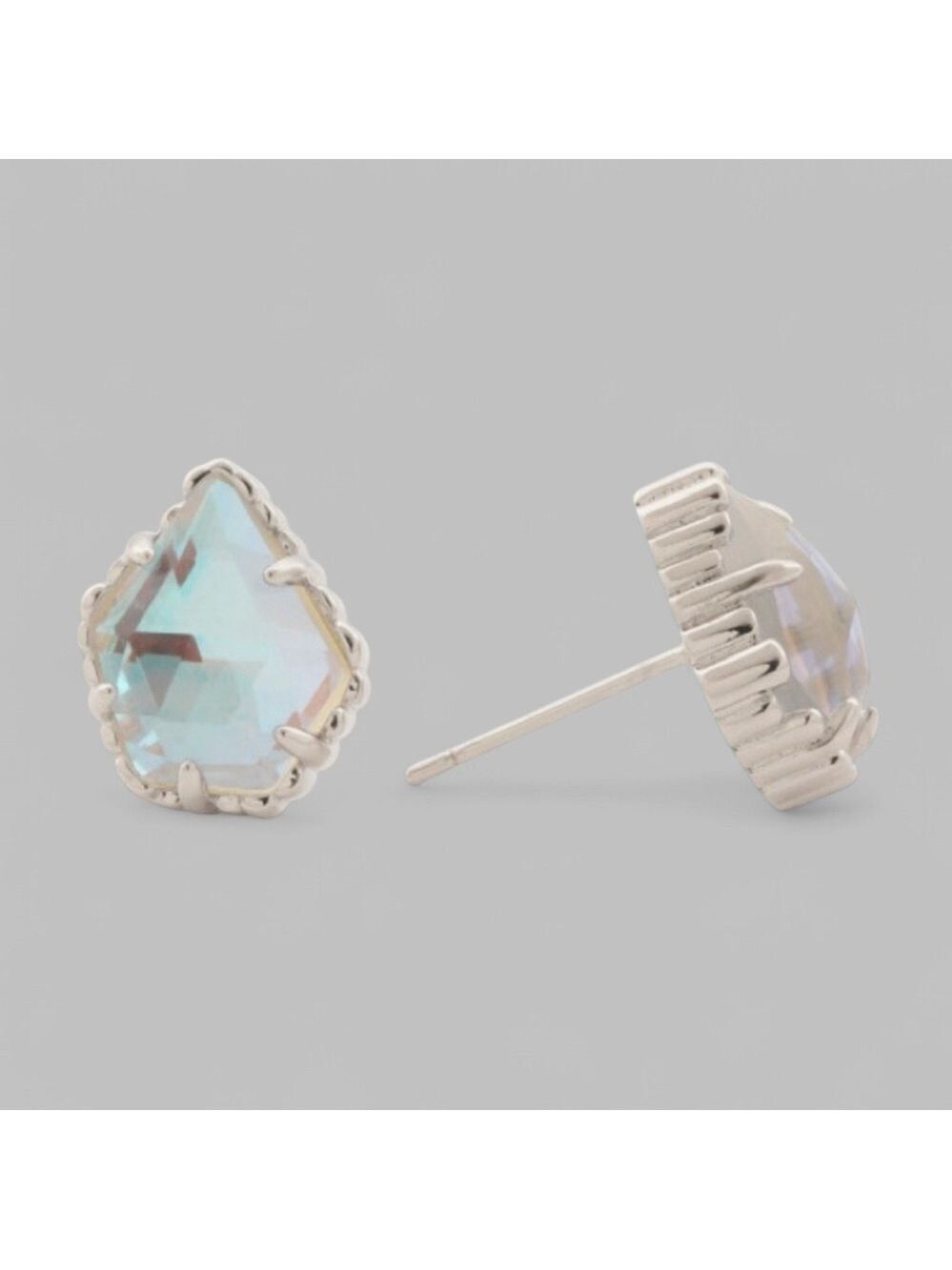 Kendra Scott Tessa Studs Rhodium Dichroic Glass earrings  NWT